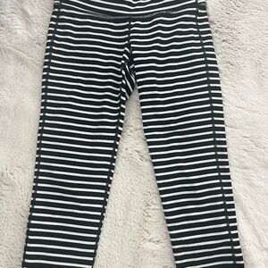 Athleta Women's Black and White Striped Leggings